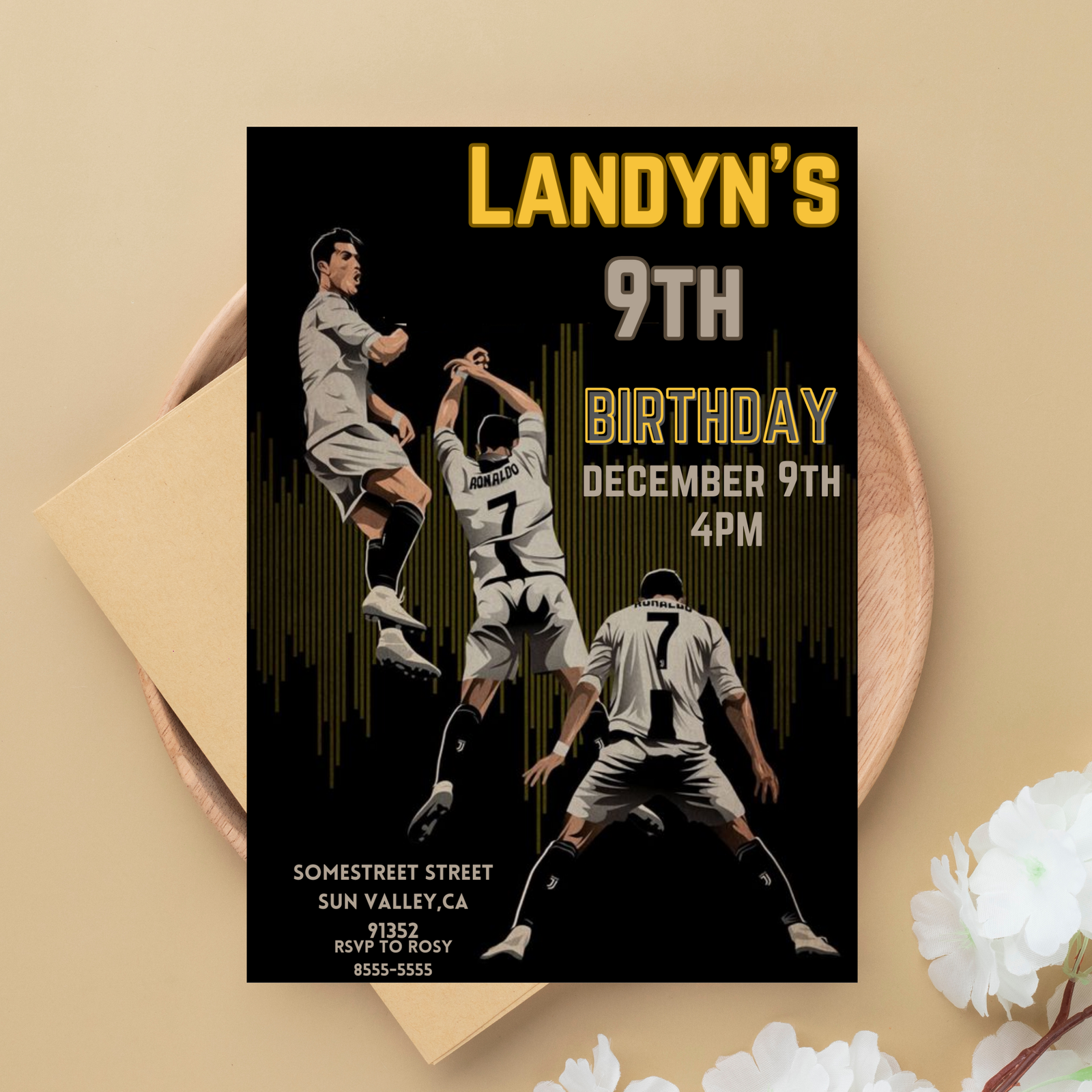 Ronaldo, Messi, Neymar, Birthday Invitation, Football Stars Birthday, Sports Bday Card, Editable, Digital