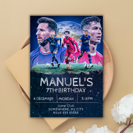 Editable Soccer Birthday Invitation Digital, Soccer Party Invite, Football Birthday Evite, Editable in Canva Printable Download