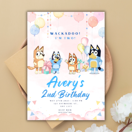 Bluey Birthday Invitation Invite Template Bluey and Bingo Birthday Invitation Canva Editable Digital Invitation Printable Invitation