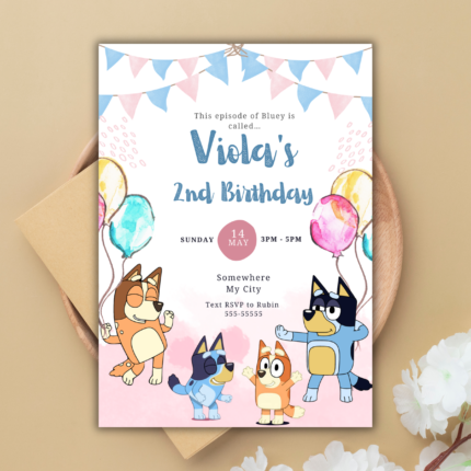 Bluey Birthday Invitation Invite Template Bluey and Bingo Birthday Invitation Canva Editable Digital Invitation Printable Invitation